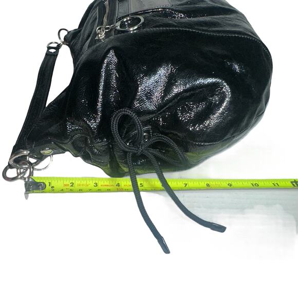 Coach C1089-15790 Black Patent Leather Hobo Shoulder Bag Zip Pocket - Picture 7 of 13